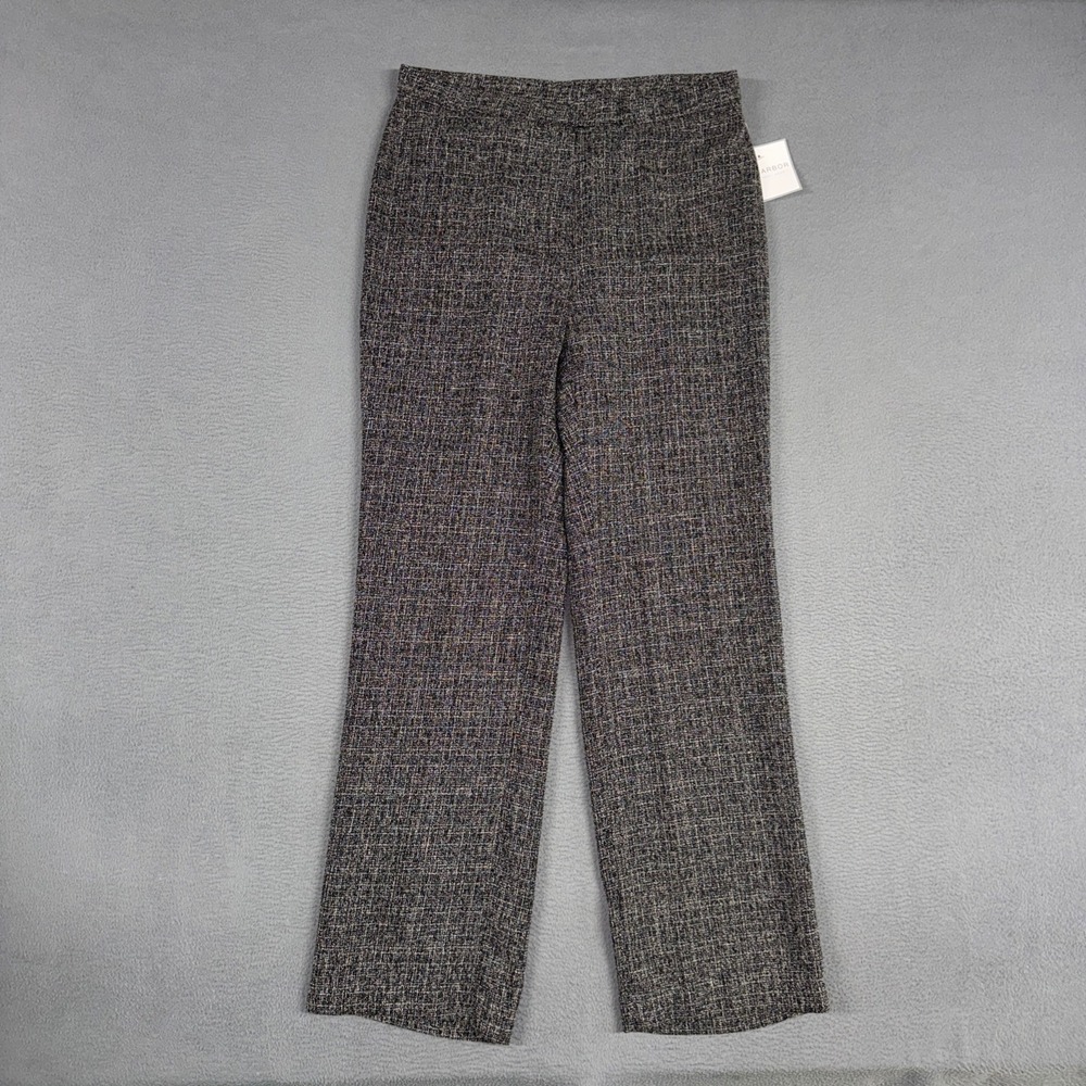 Sag Harbor Pants Womens 10 Grey Straight Leg Tweed Stretch Dress Trousers NWT